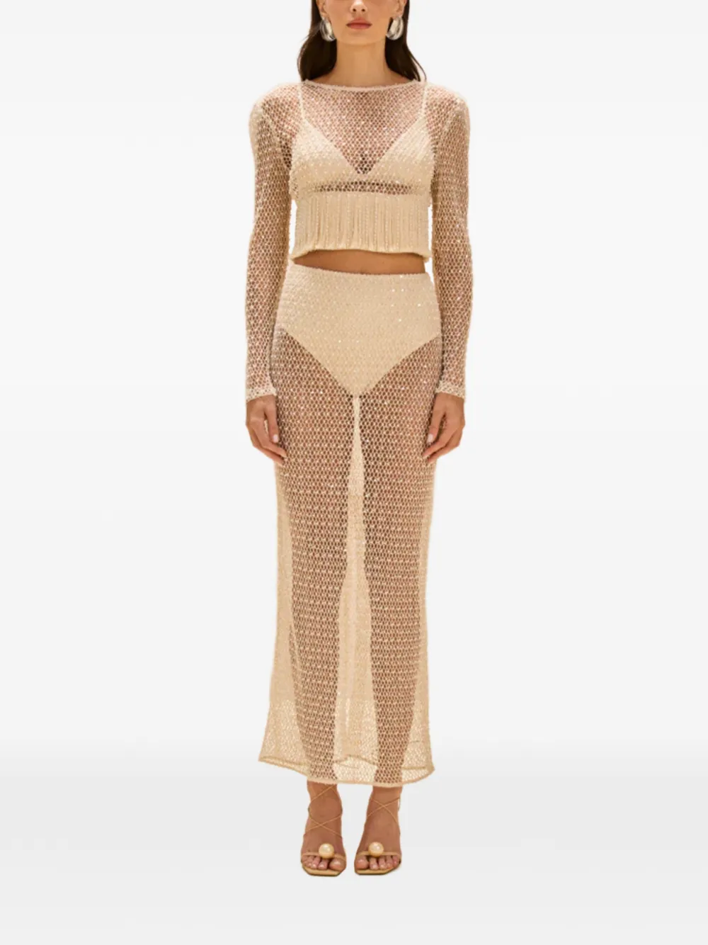  Patbo Crochet Bloom Blouse - Neutrals 