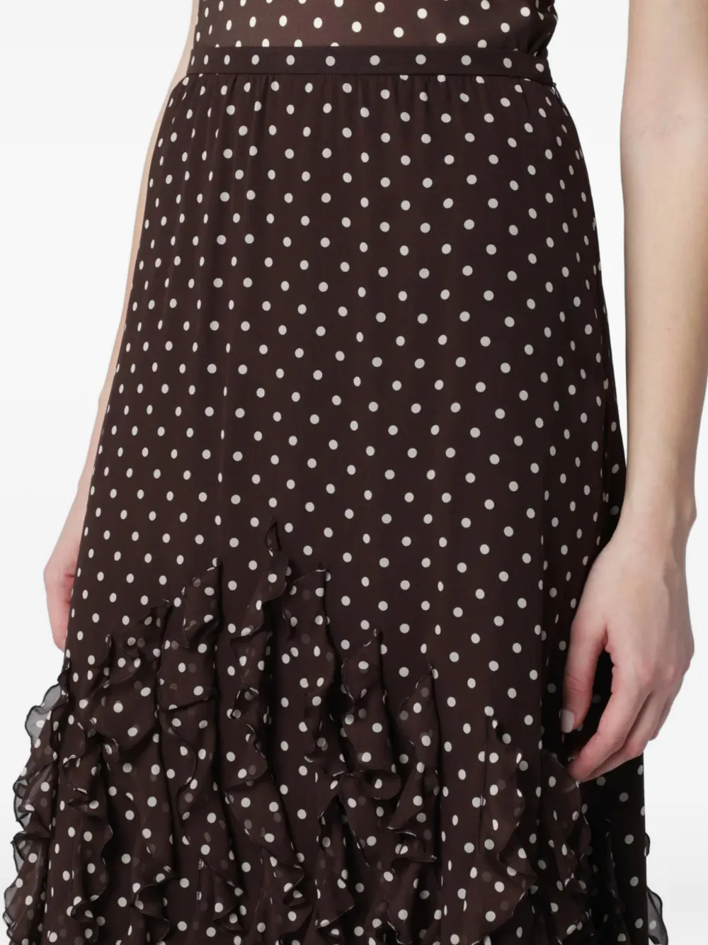 Valentino Garavani Midi-rok met ruches en stippen Bruin