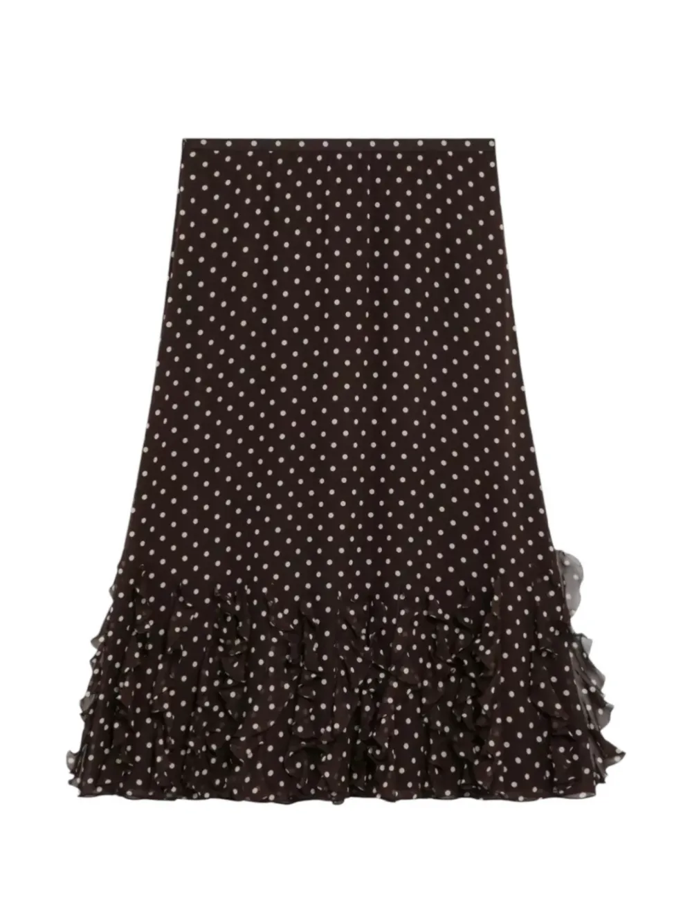 Valentino Garavani polka-dot ruffled skirt - Marrone
