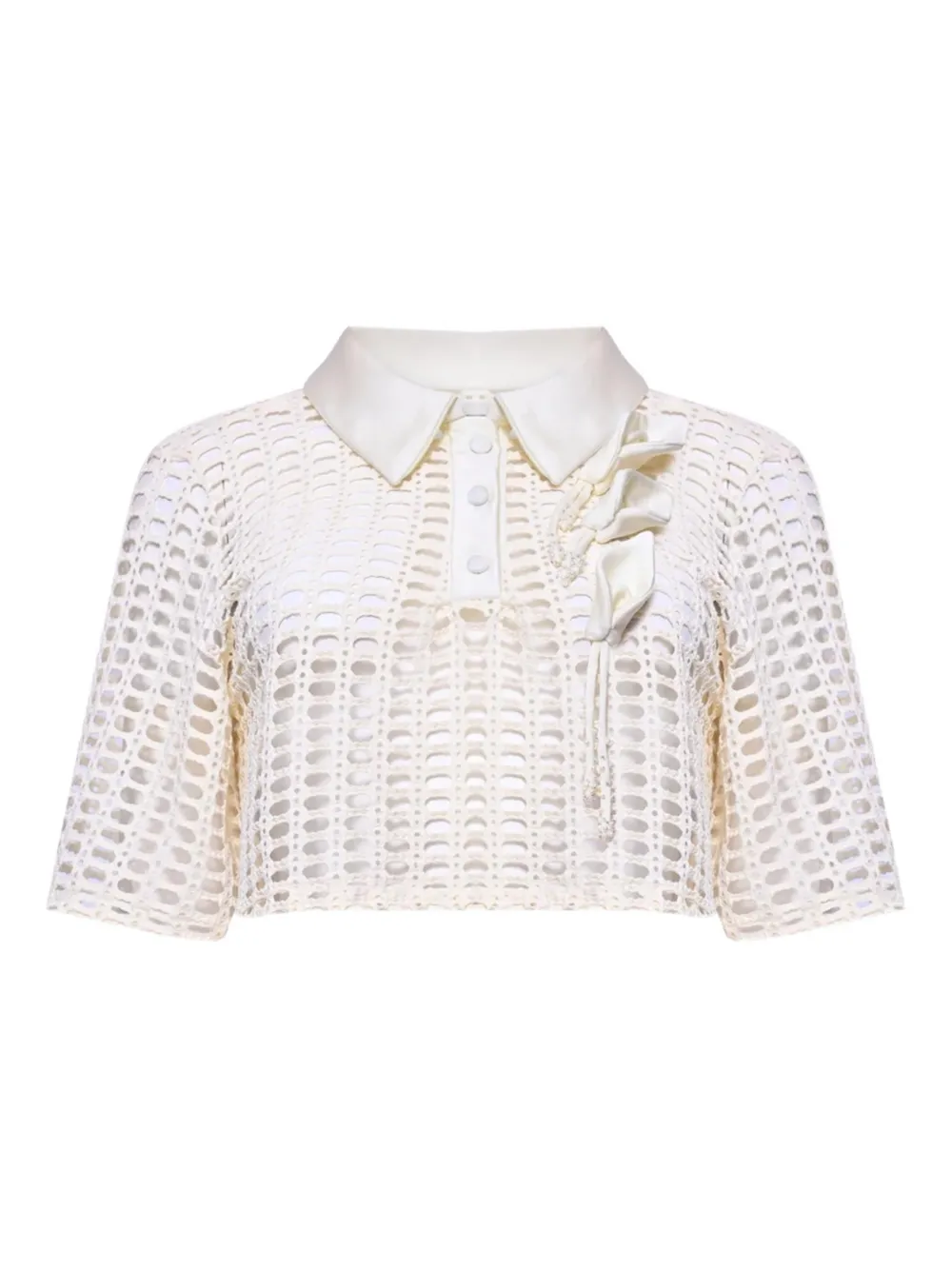 PatBO Selene mesh crop top - Toni neutri