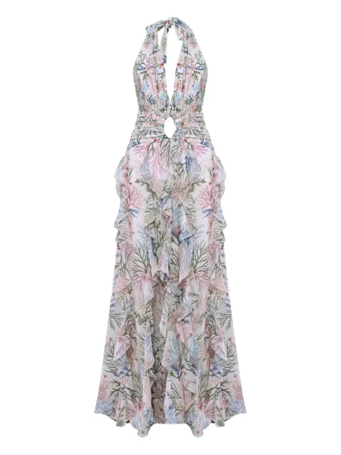 PatBO ruffled floral print dress