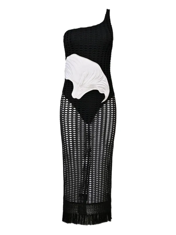 patbo black dress PatBO Beaded Cuff Plunge Maxi Dress