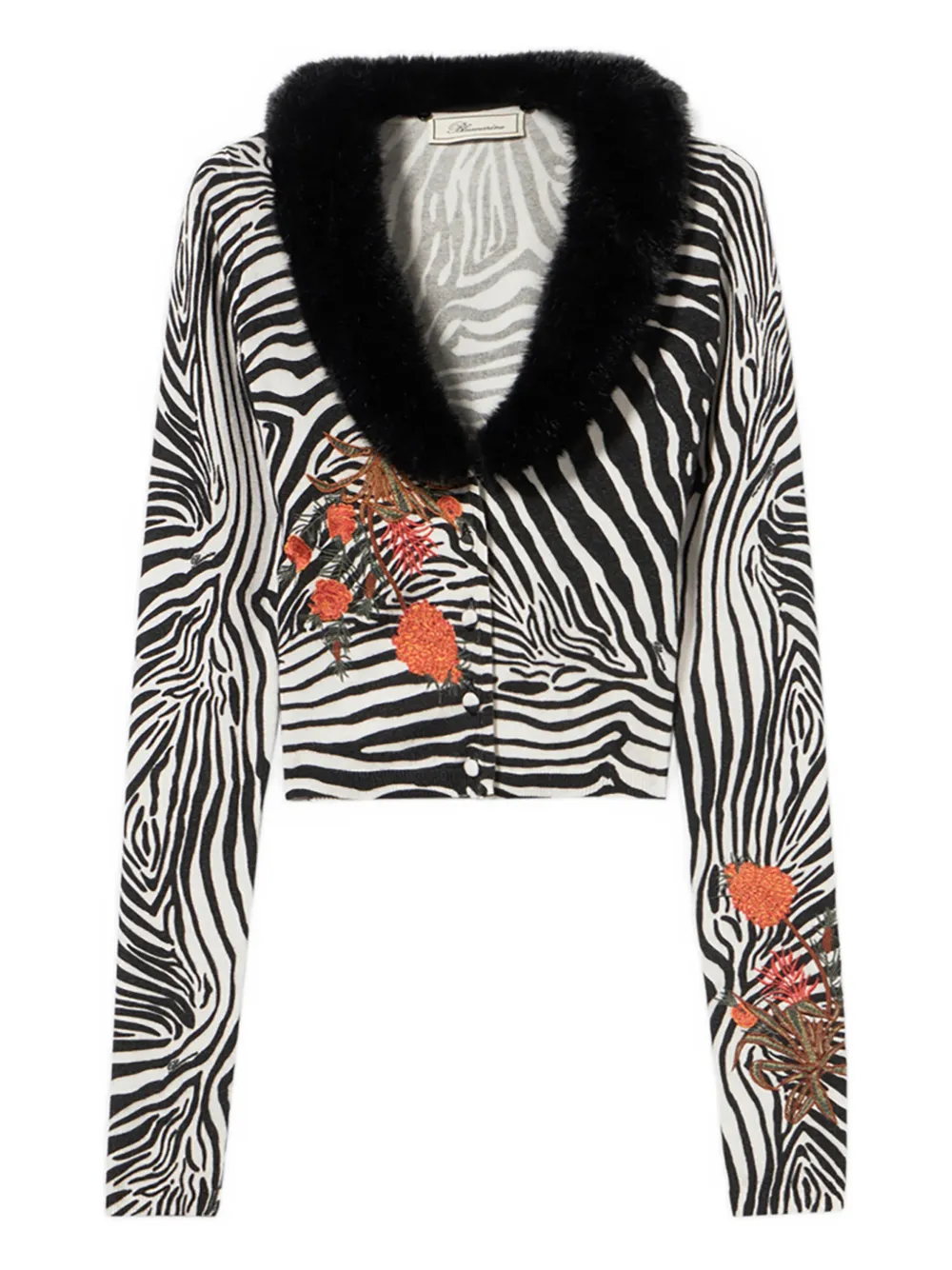 Blumarine zebra-pattern cardigan | blanc | Image 1