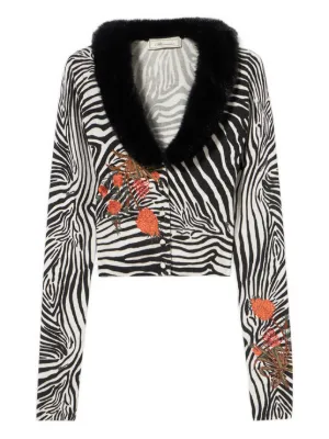 Zebra-print Cropped Jacket