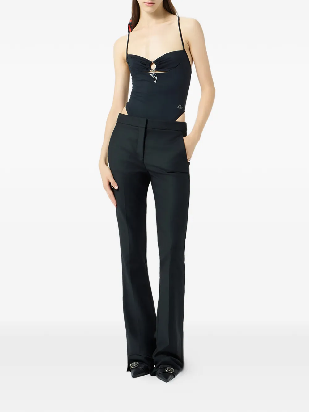 Blumarine diagonal-weave trousers | Pantalons évasés | Image 2
