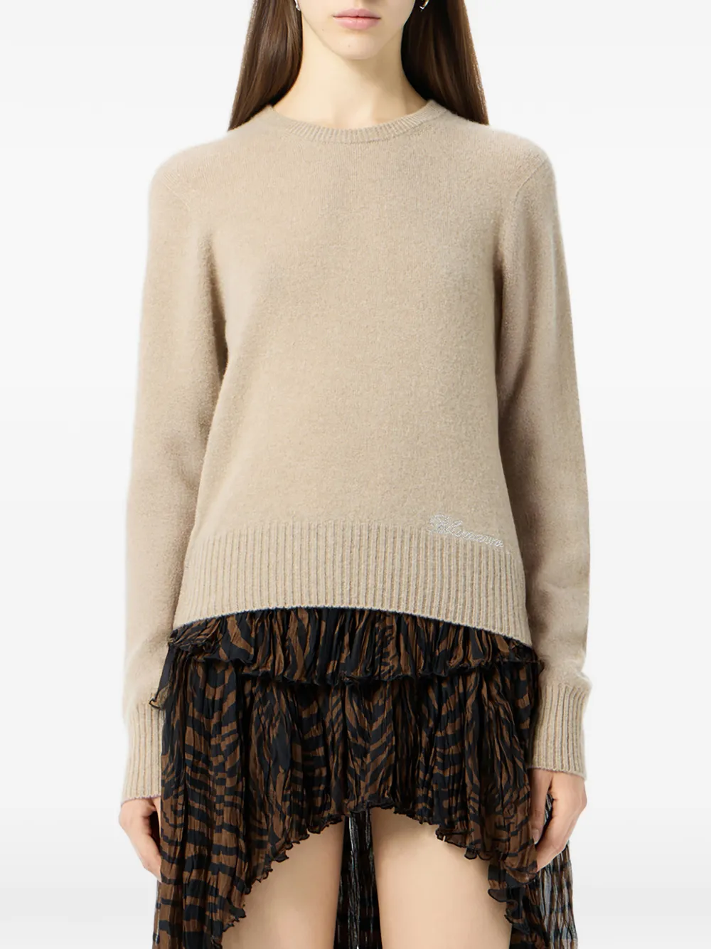  Blumarine Logo-embroidered Sweater - Neutrals 