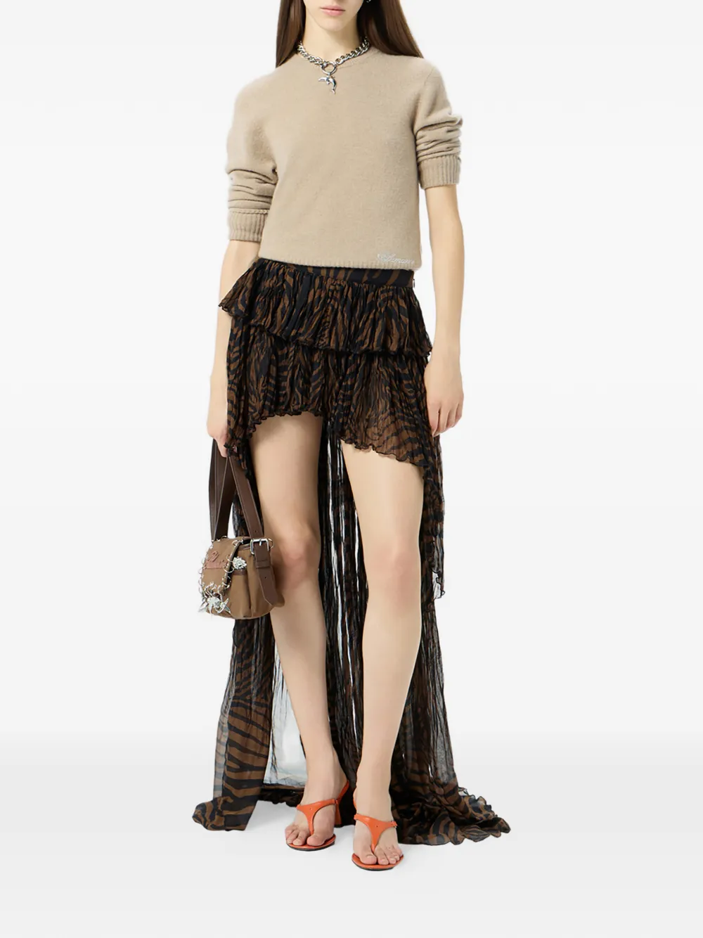 Blumarine Logo-embroidered Sweater - Neutrals 