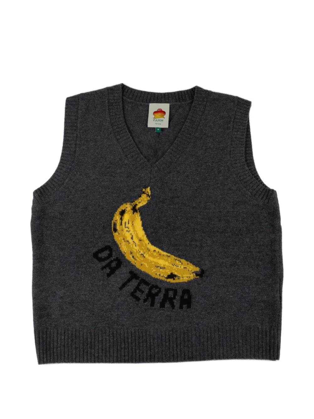 FARM Rio banana-print knit vest - Grigio
