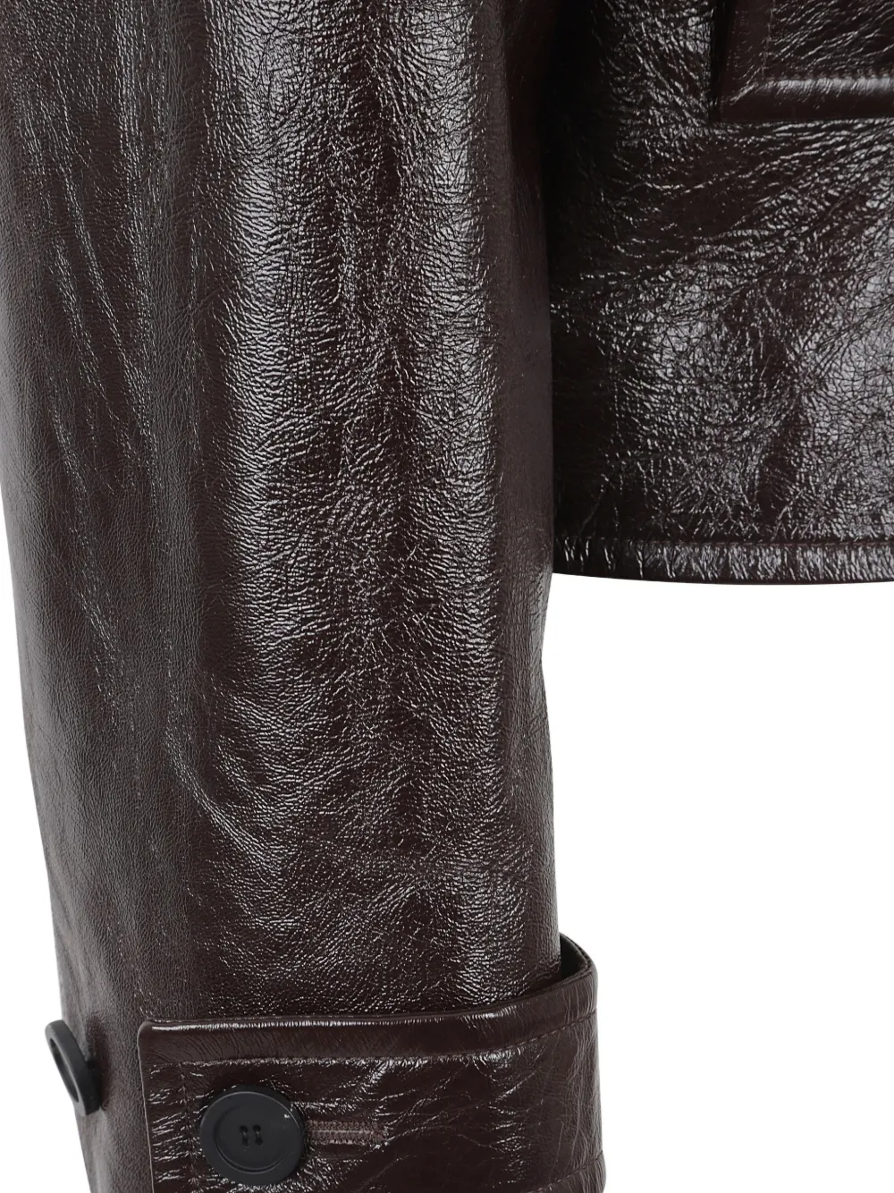 double-breasted leather jacket