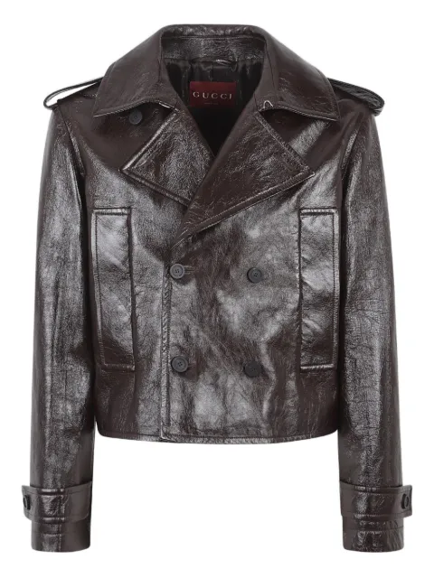 Gucci double-breasted leather jacket