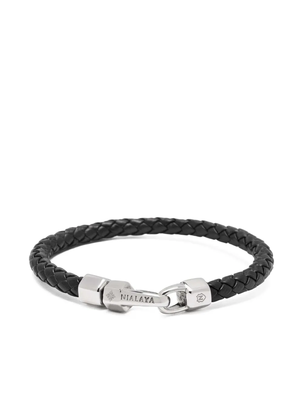 Nialaya Jewelry braided leather bracelet - Schwarz
