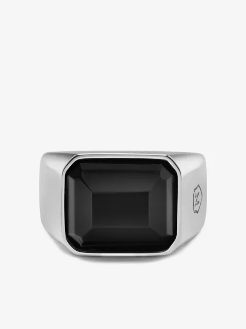 Nialaya Jewelry خاتم بتصميم ختم وزركون