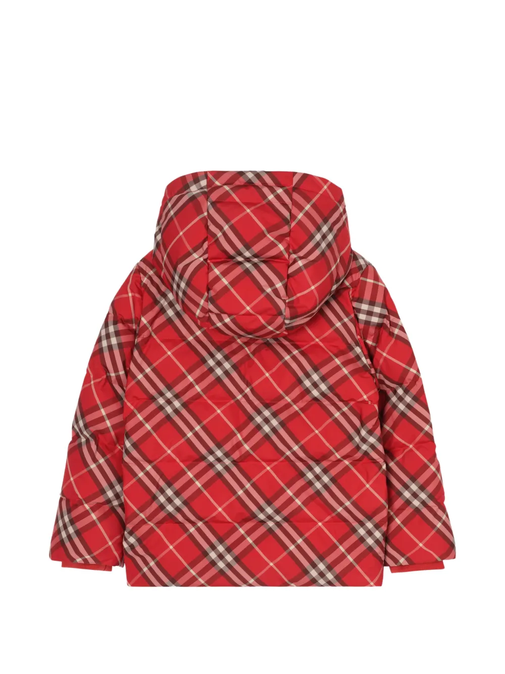 Burberry Kids Geruit donsjack met capuchon Rood
