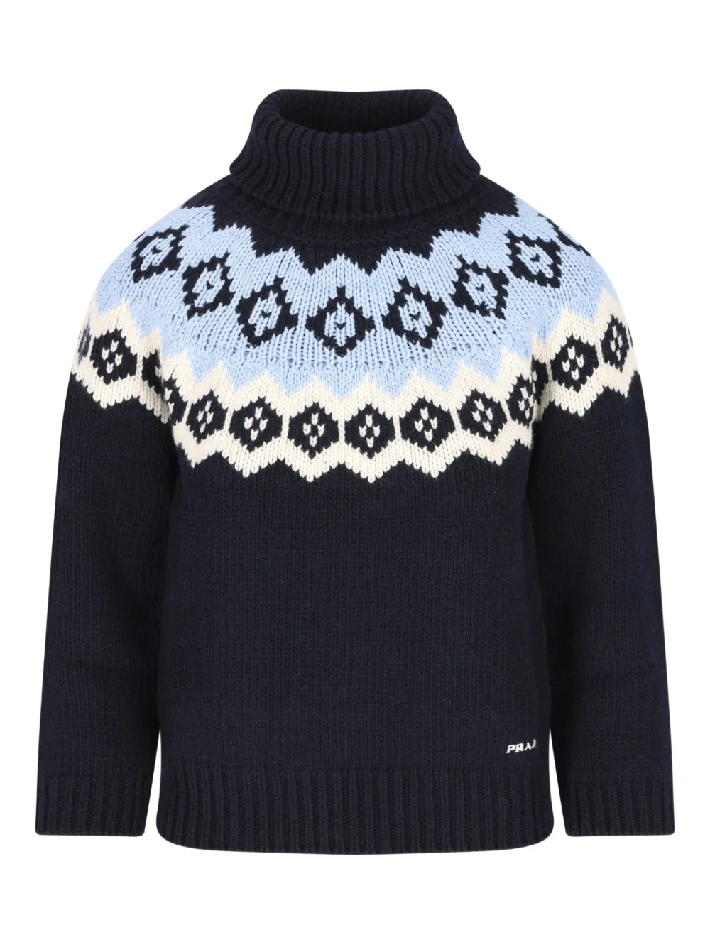 Prada patterned roll-neck sweater - Blu
