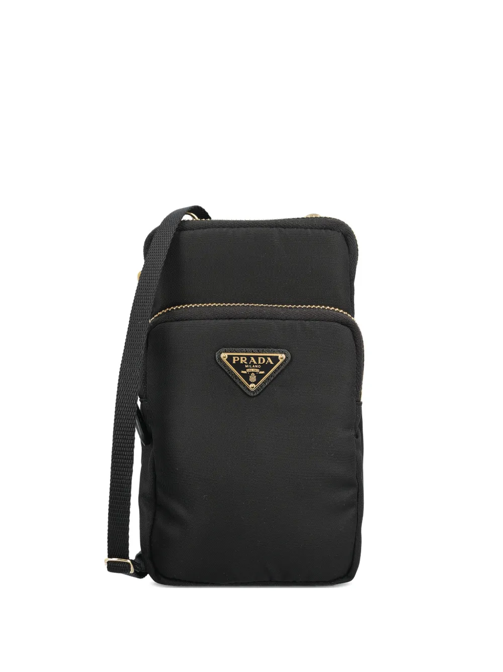 Prada logo-plaque shoulder bag - Nero