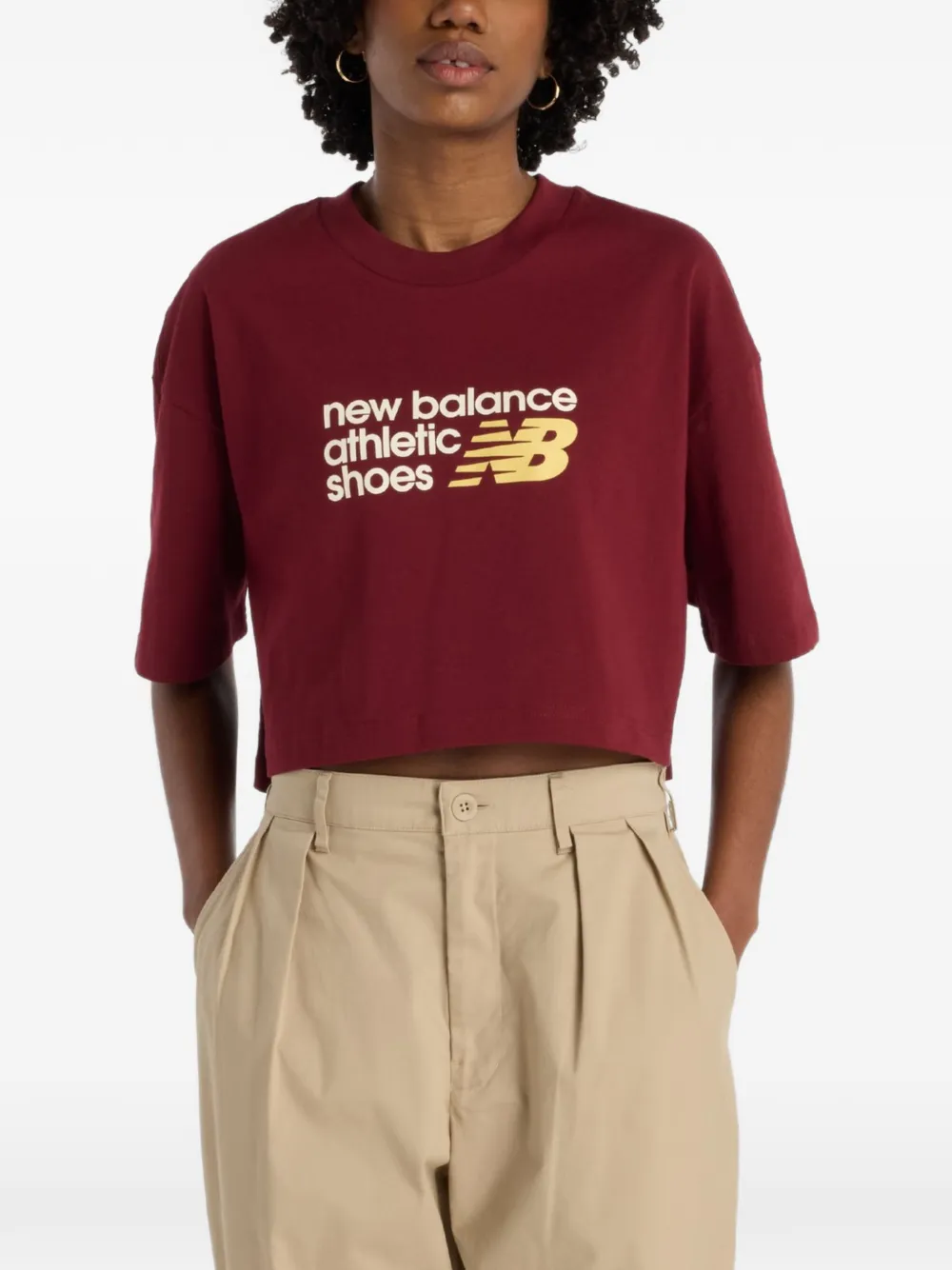 New Balance chest logo cropped T-shirt - Rosso