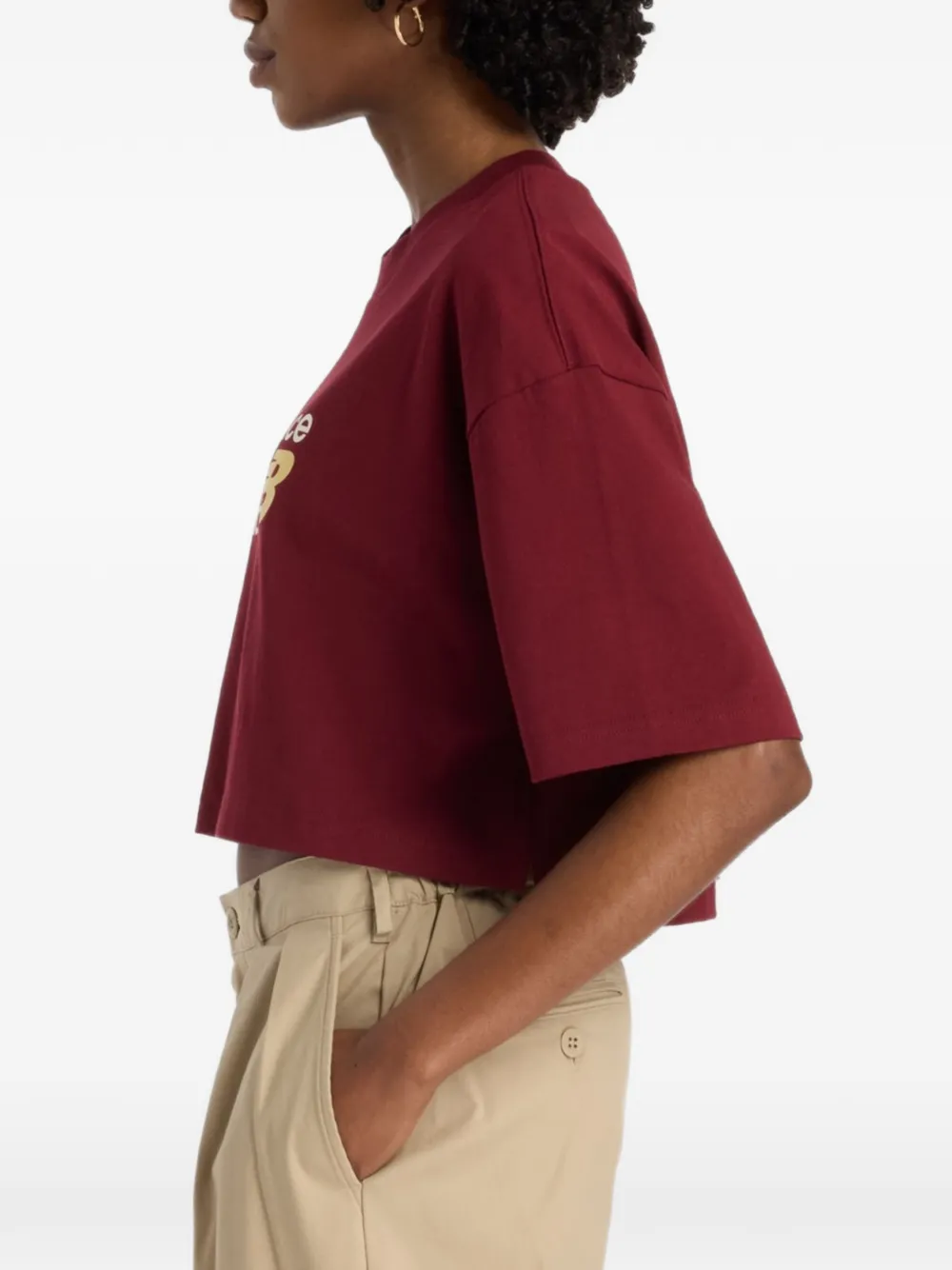 New Balance Cropped T-shirt met logo Rood