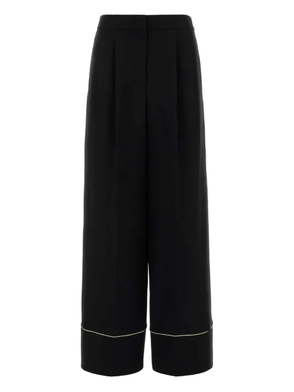 Fendi Pleated-front Side-pocket Straight Trousers in Black