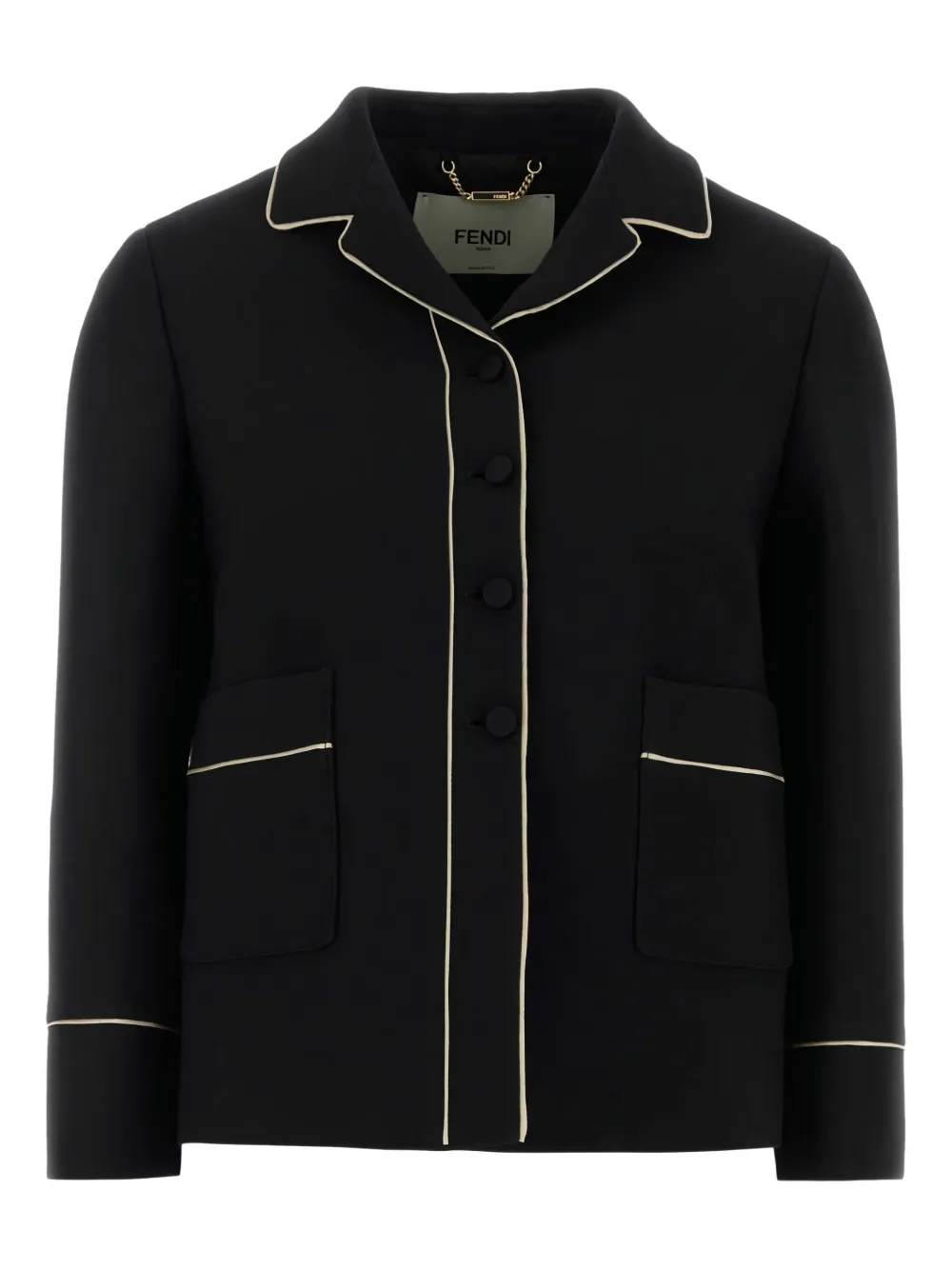 FENDI piping-detail front-pockets blazer - Black