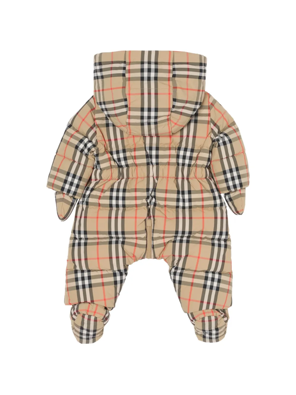 Burberry Kids check hooded puffer suit - Beige