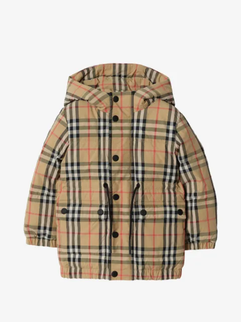 Burberry Kids チェック ナイロンパデッドコート
