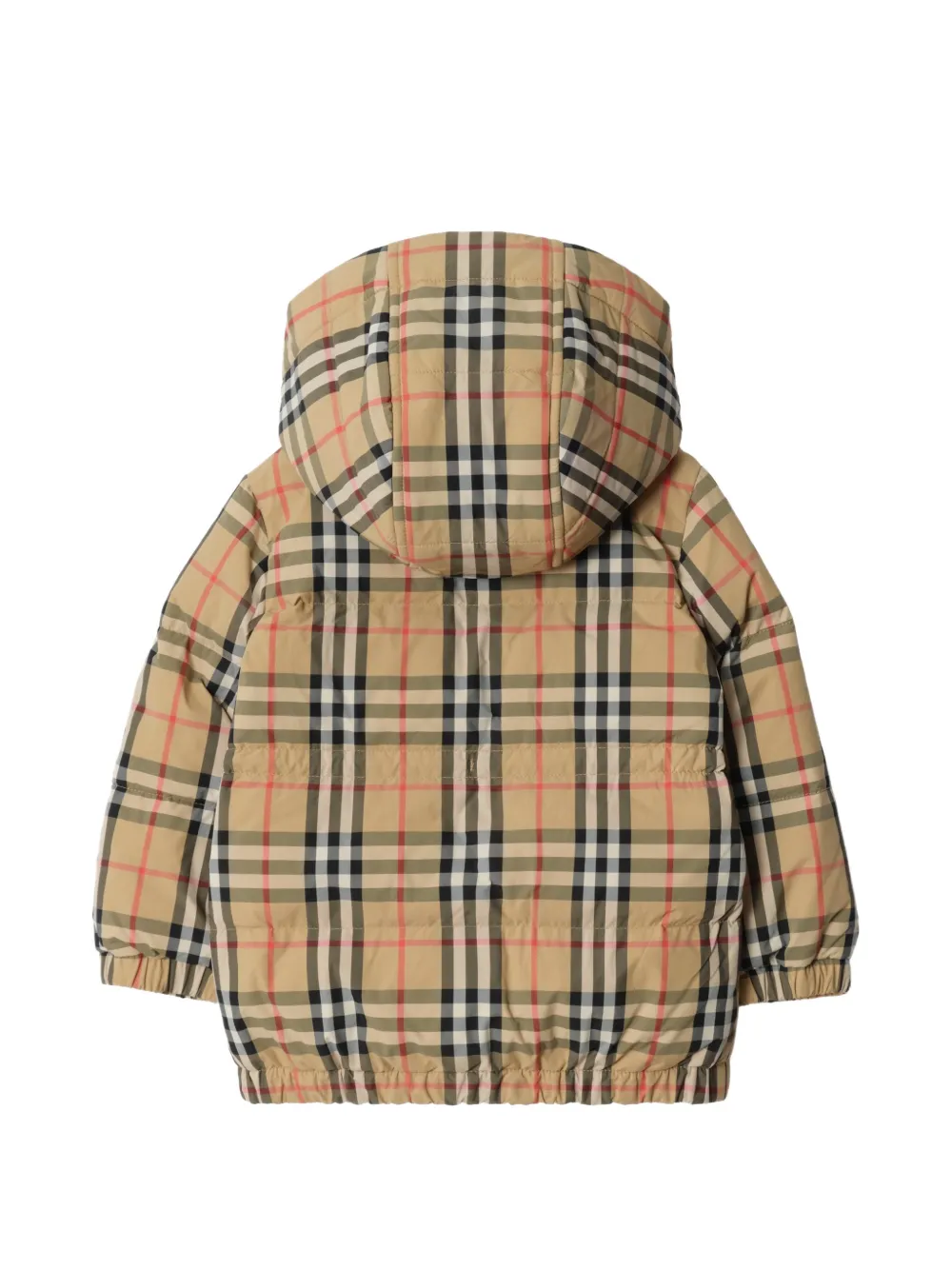  Burberry Kids Check Nylon Puffer Coat - Neutrals 