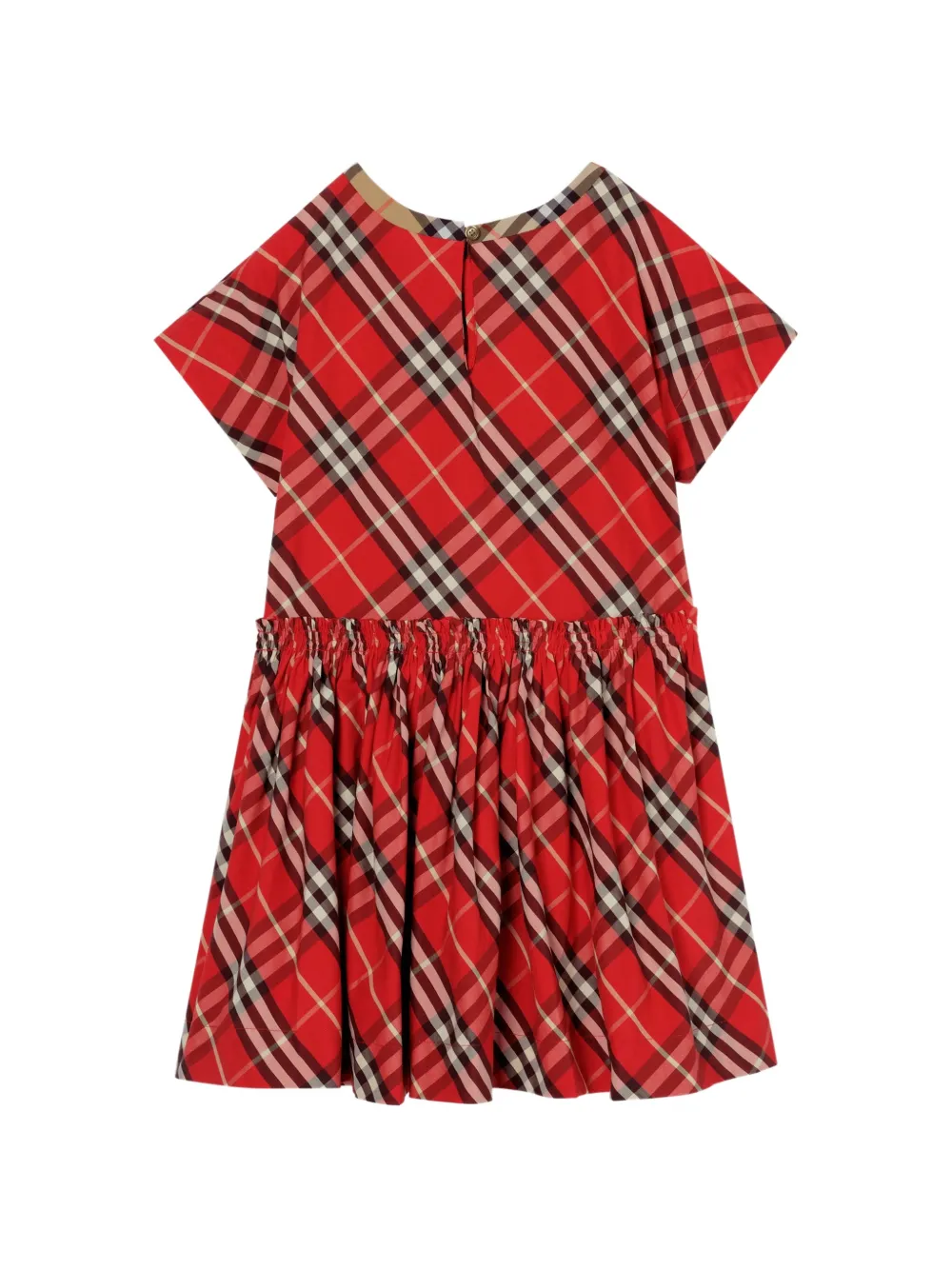  Burberry Kids Check Bow Dress - Red 