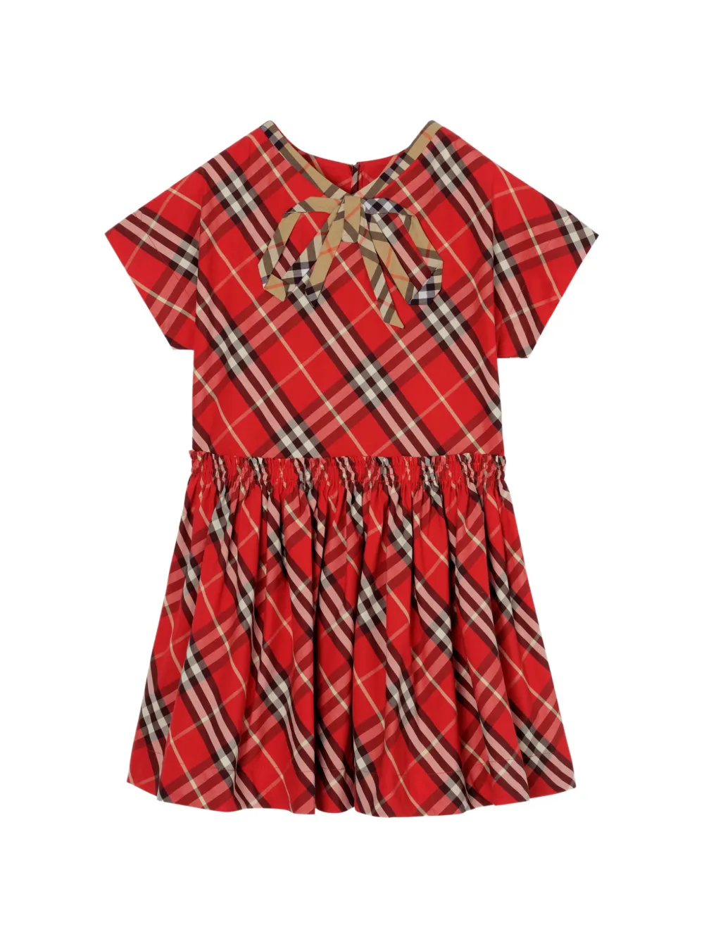 Burberry Kids check bow dress - Rosso