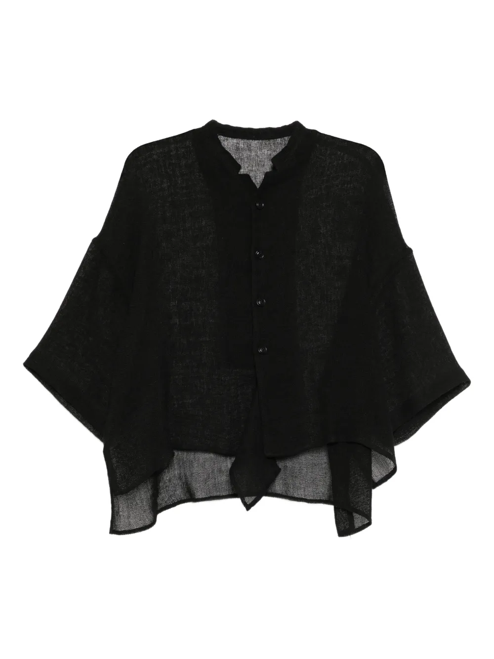 Y's mesh collared blouse - Nero