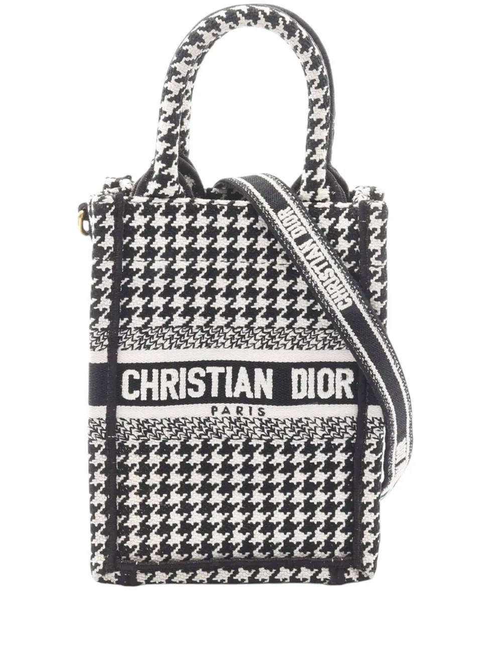 Christian Dior Pre-Owned Borsa tote Book mini in tela con motivo pied-de-poule 2010-2025 - Nero