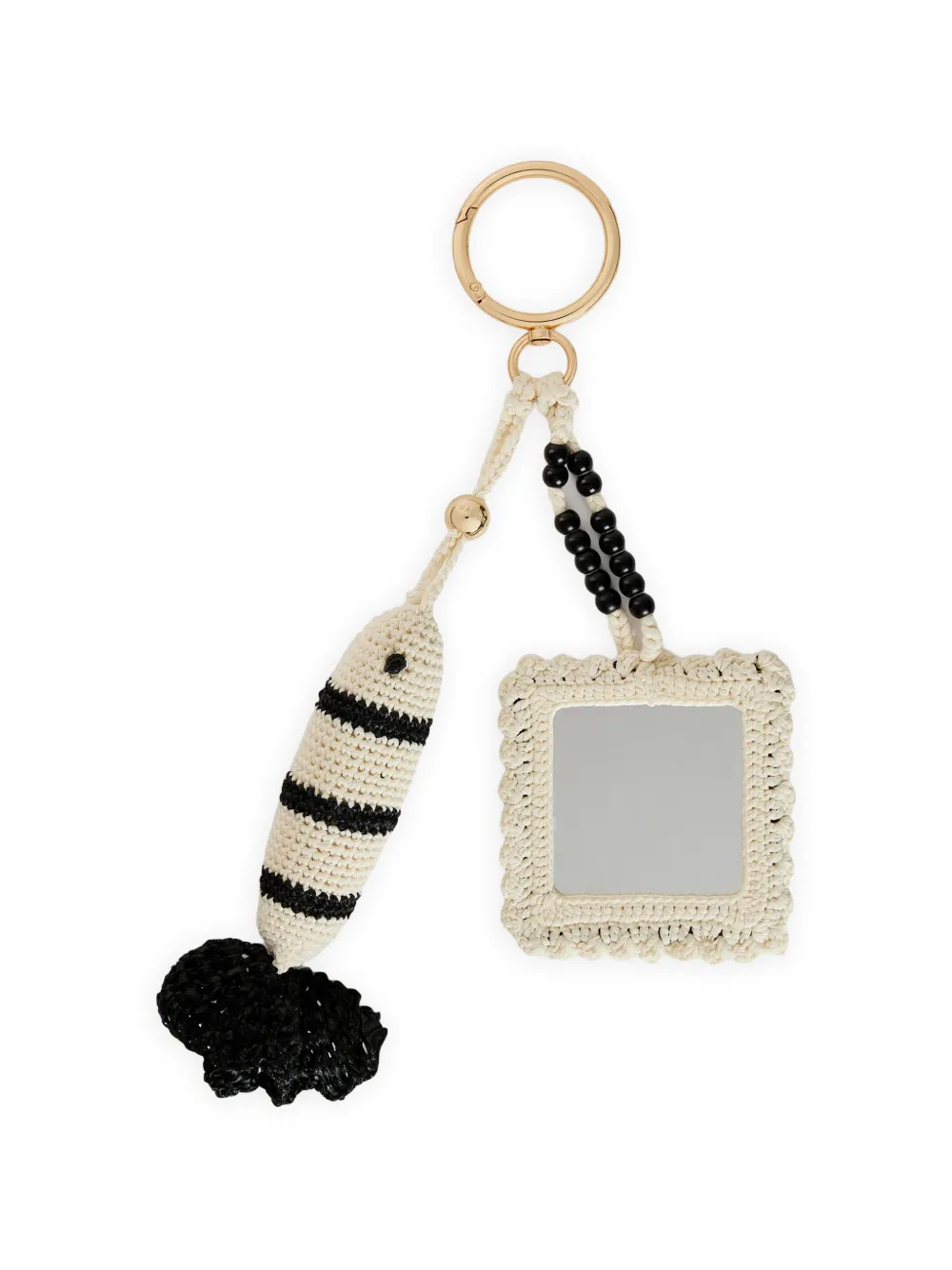 SANDRO Gehaakte tas met hanger Beige