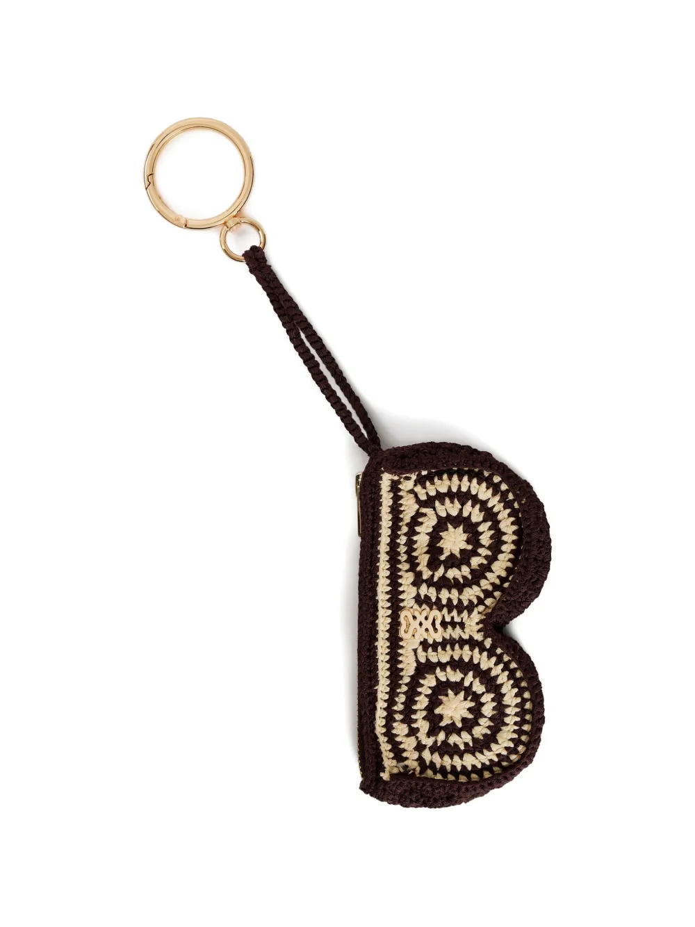 SANDRO crochet-knit logo-plaque keyring - Nude