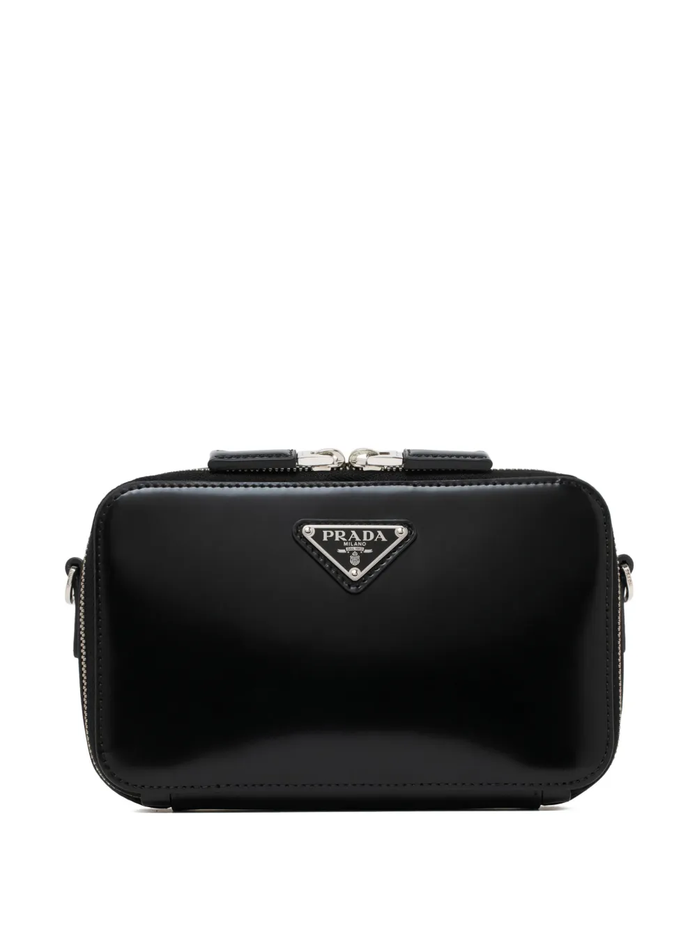 Prada zipped leather messenger bag - Nero