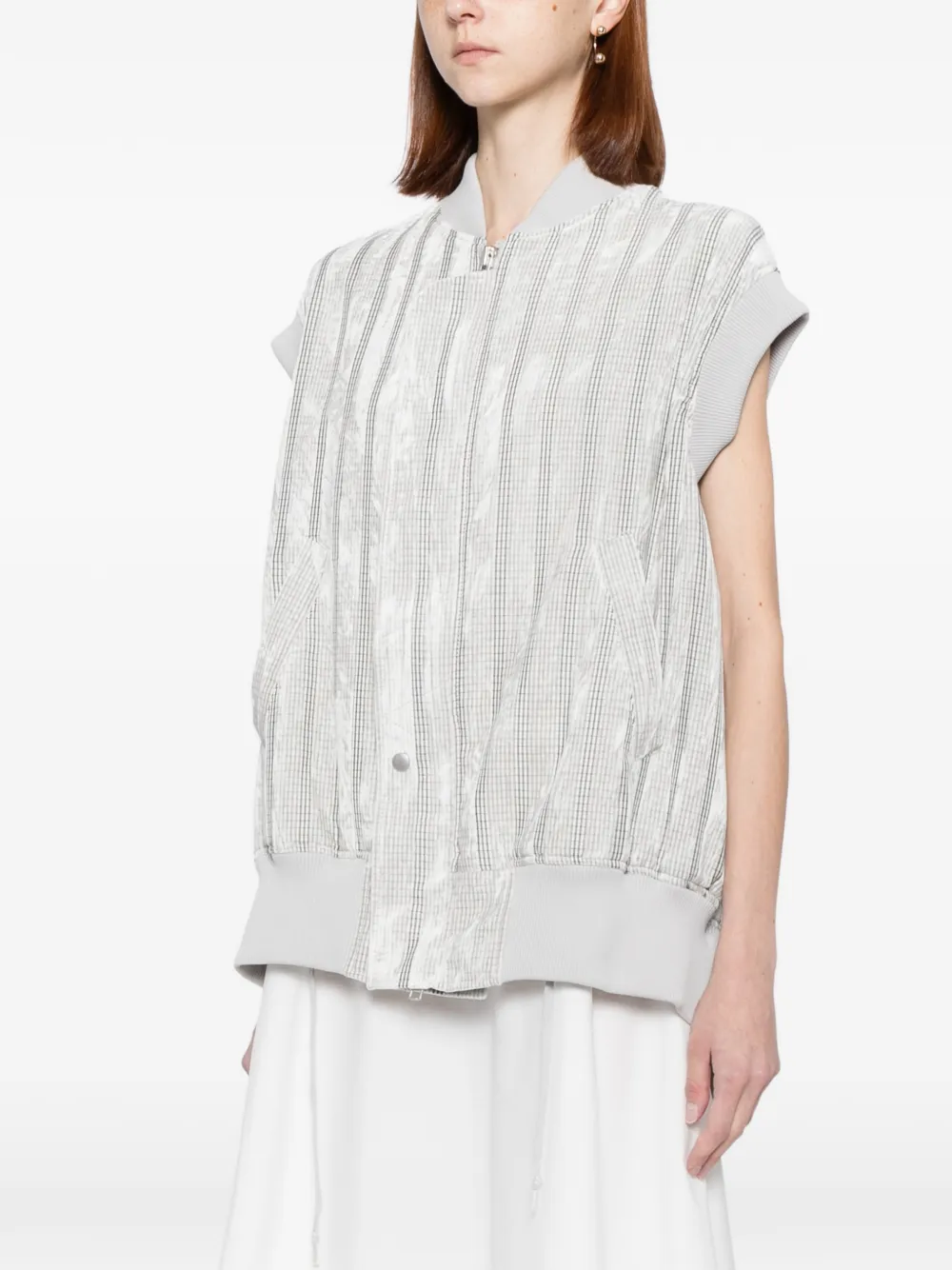 Yohji Yamamoto Geruite spencer Wit