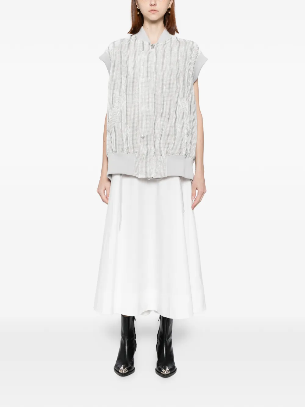 Yohji Yamamoto Geruite spencer Wit