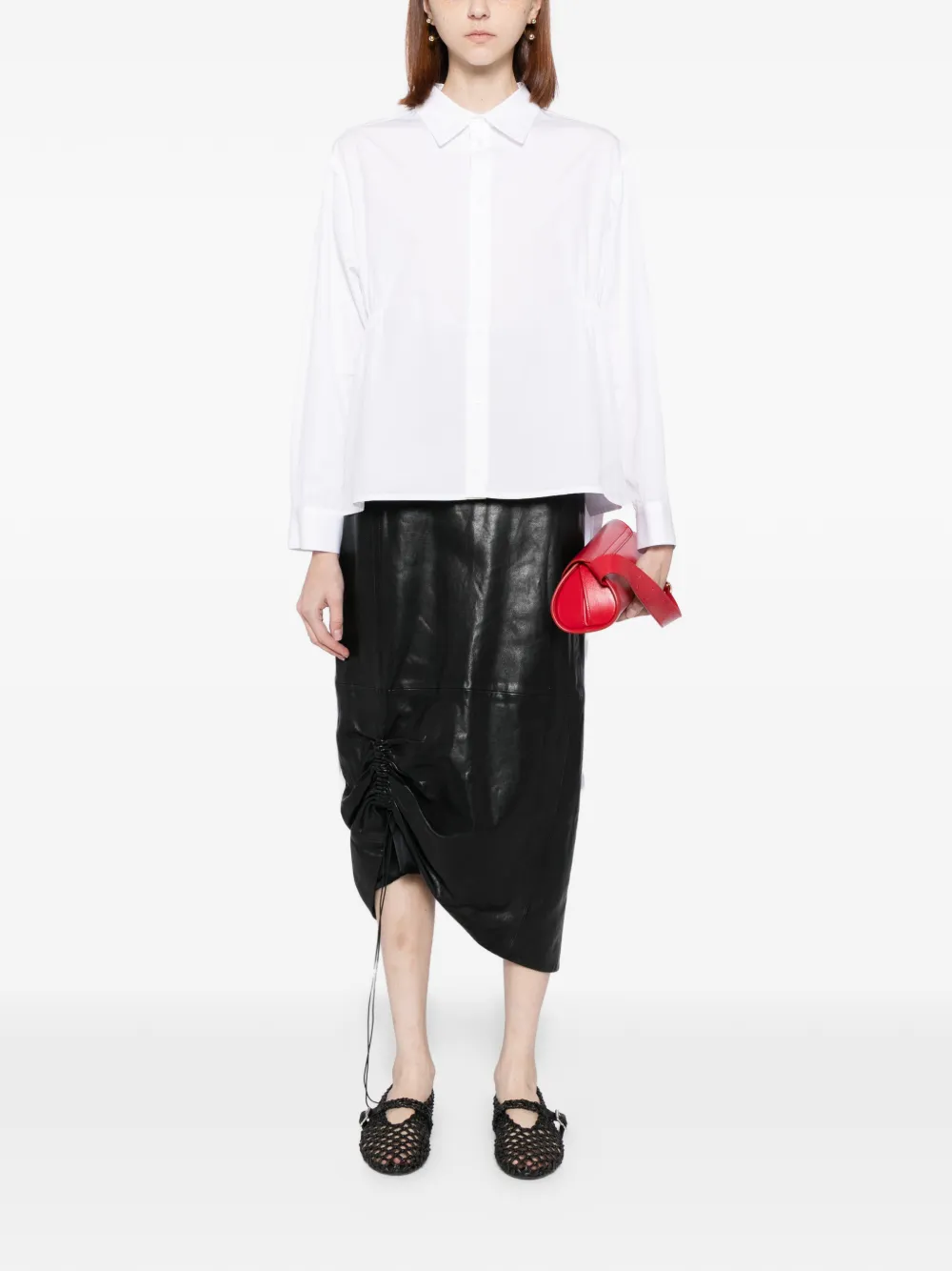 Yohji Yamamoto waist-gathered shirt - Wit