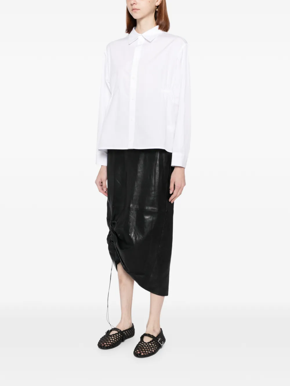 Yohji Yamamoto Blouse met gesmockte taille Wit