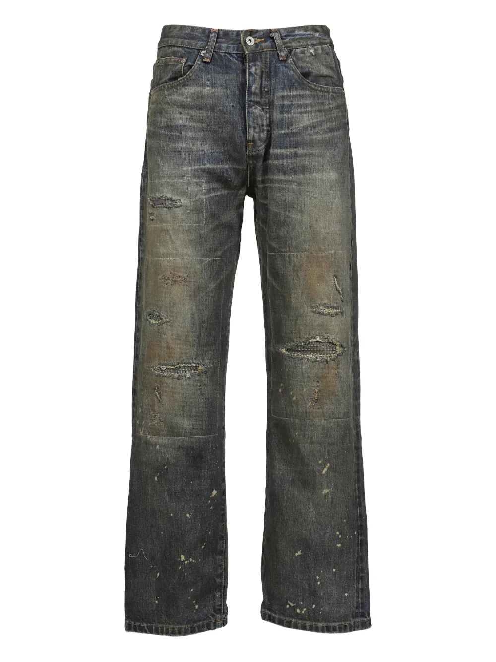 NO/FAITH STUDIOS distressed-detail denim jeans - Blau