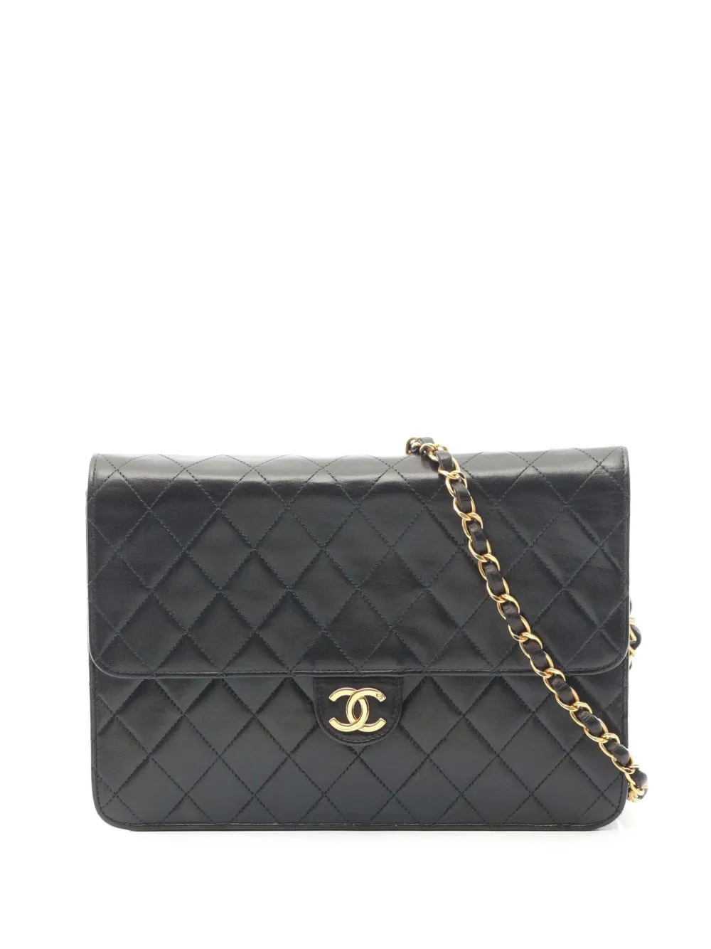 CHANEL Pre-Owned Borsa a spalla CC in pelle di agnello trapuntata con battente 1997-1999 - Nero