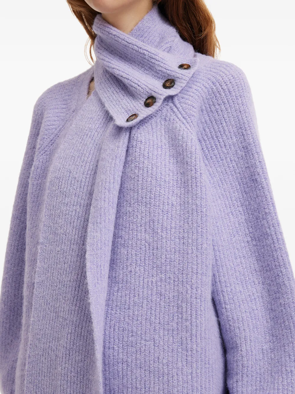 B+ab Button Roll-neck Sweater In Purple