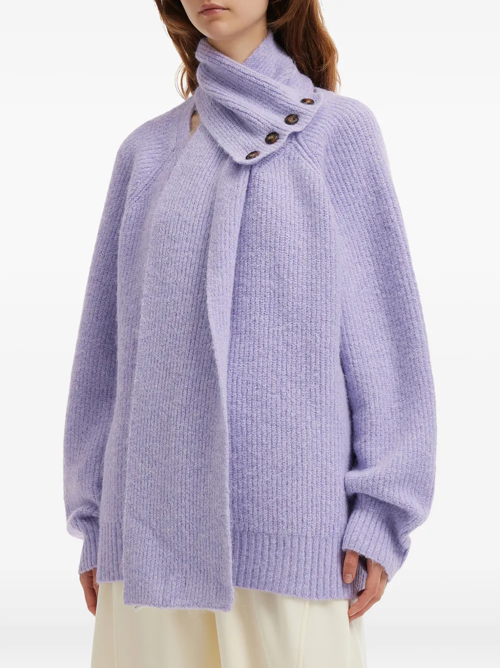 B+ab Button Roll-neck Sweater In Purple