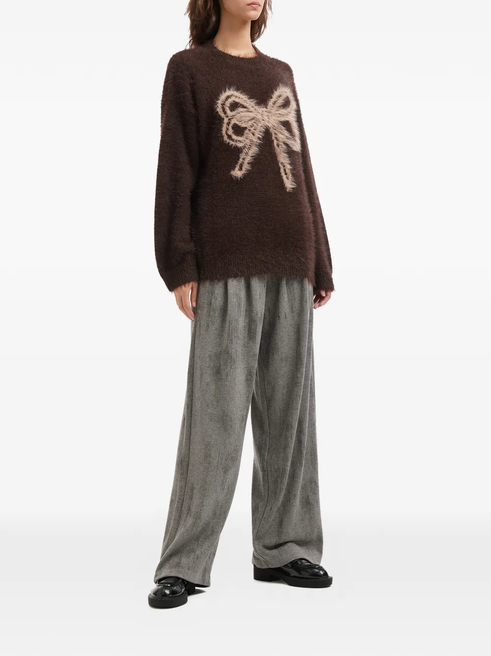 B+ab Bow Crew-neck Sweater In Animal Print