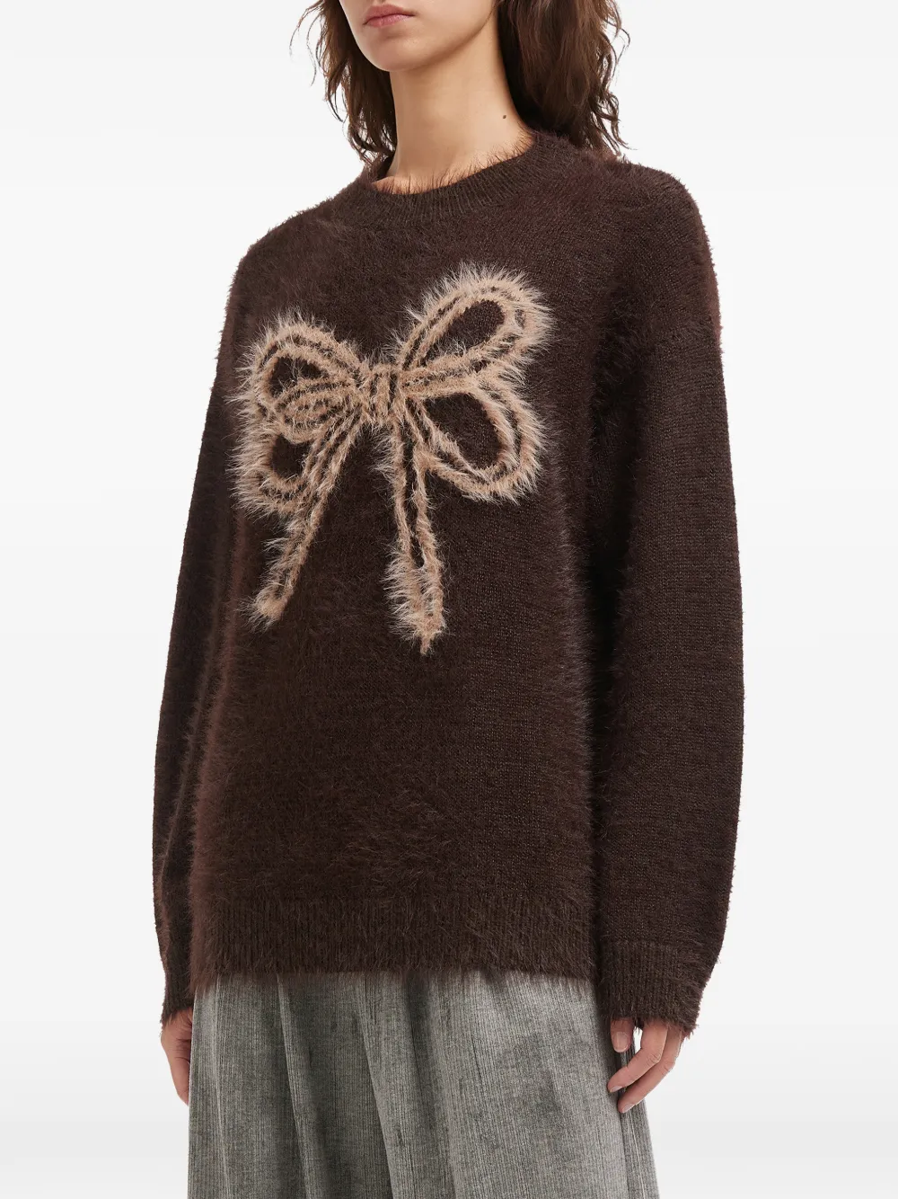 B+ab Bow Crew-neck Sweater In Animal Print