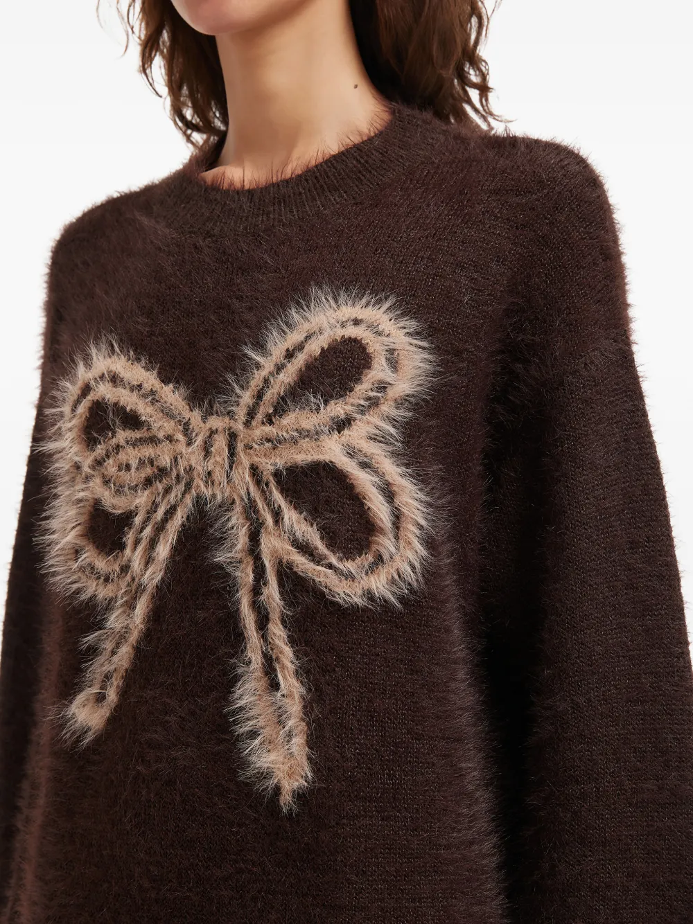 B+ab Bow Crew-neck Sweater In Animal Print