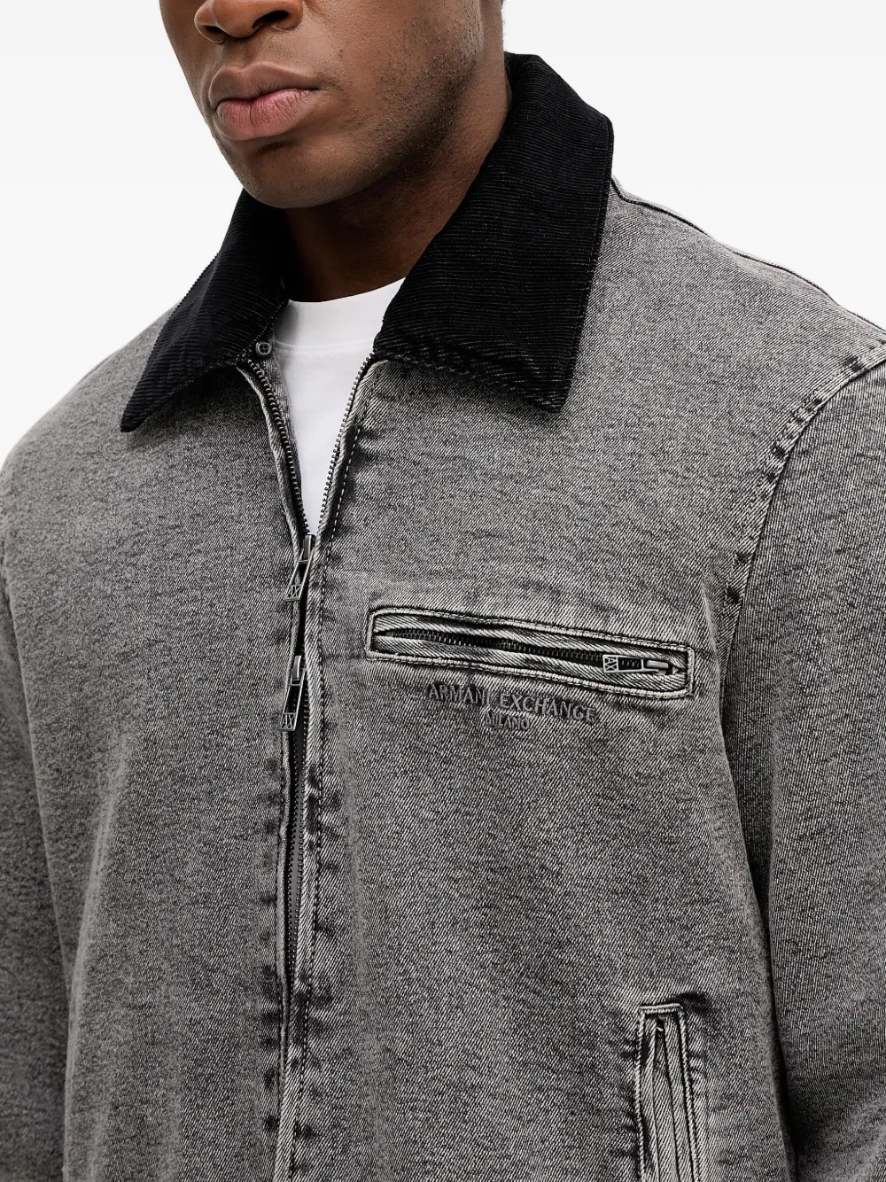 Armani Exchange コーデュロイカラー デニムジャケット | グレー