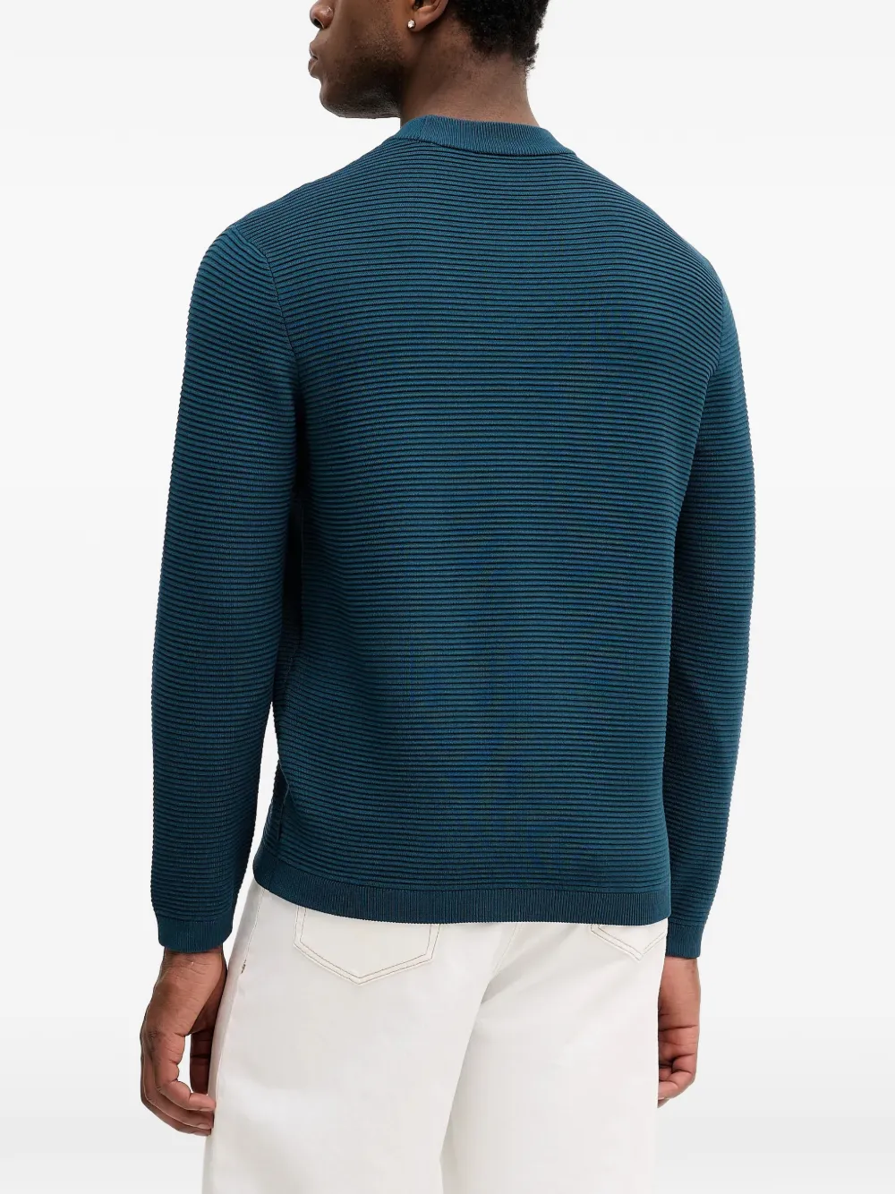Armani Exchange Geribbelde sweater met ronde hals Blauw