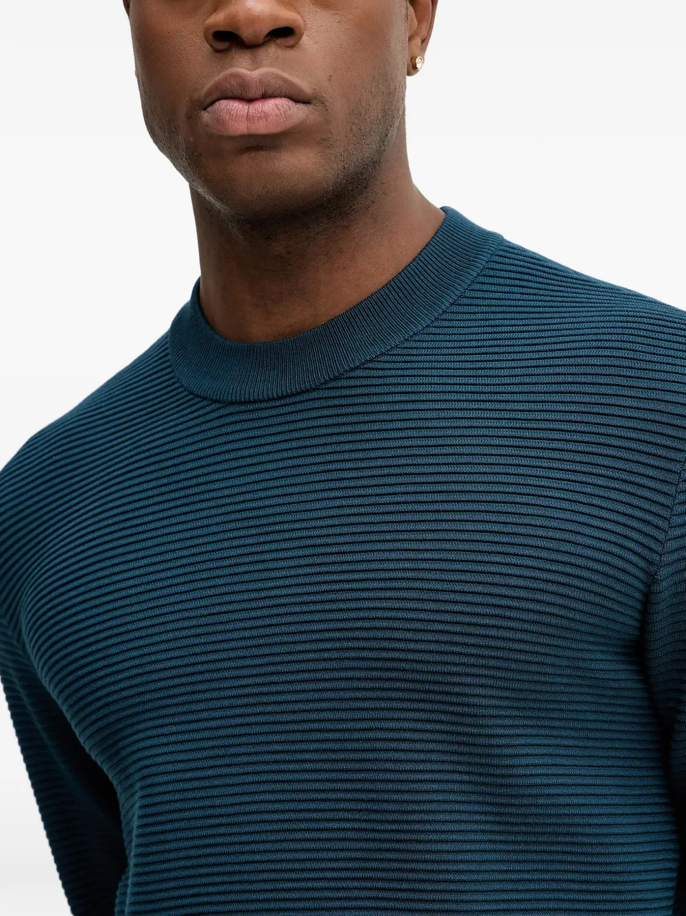 Armani Exchange Geribbelde sweater met ronde hals Blauw