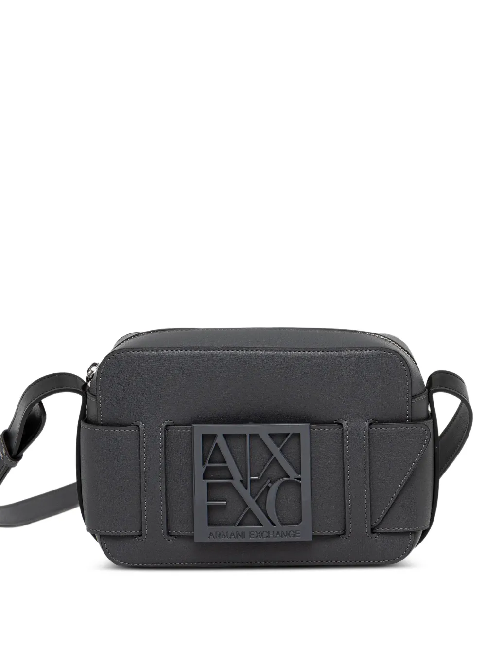 Armani Exchange Borsa a tracolla con placca logo - Grigio