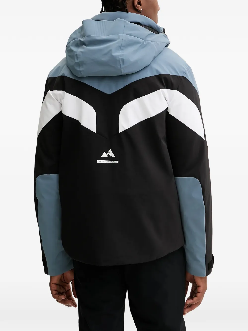 Ea7 Emporio Armani Ski-jack met capuchon en colourblocking Zwart