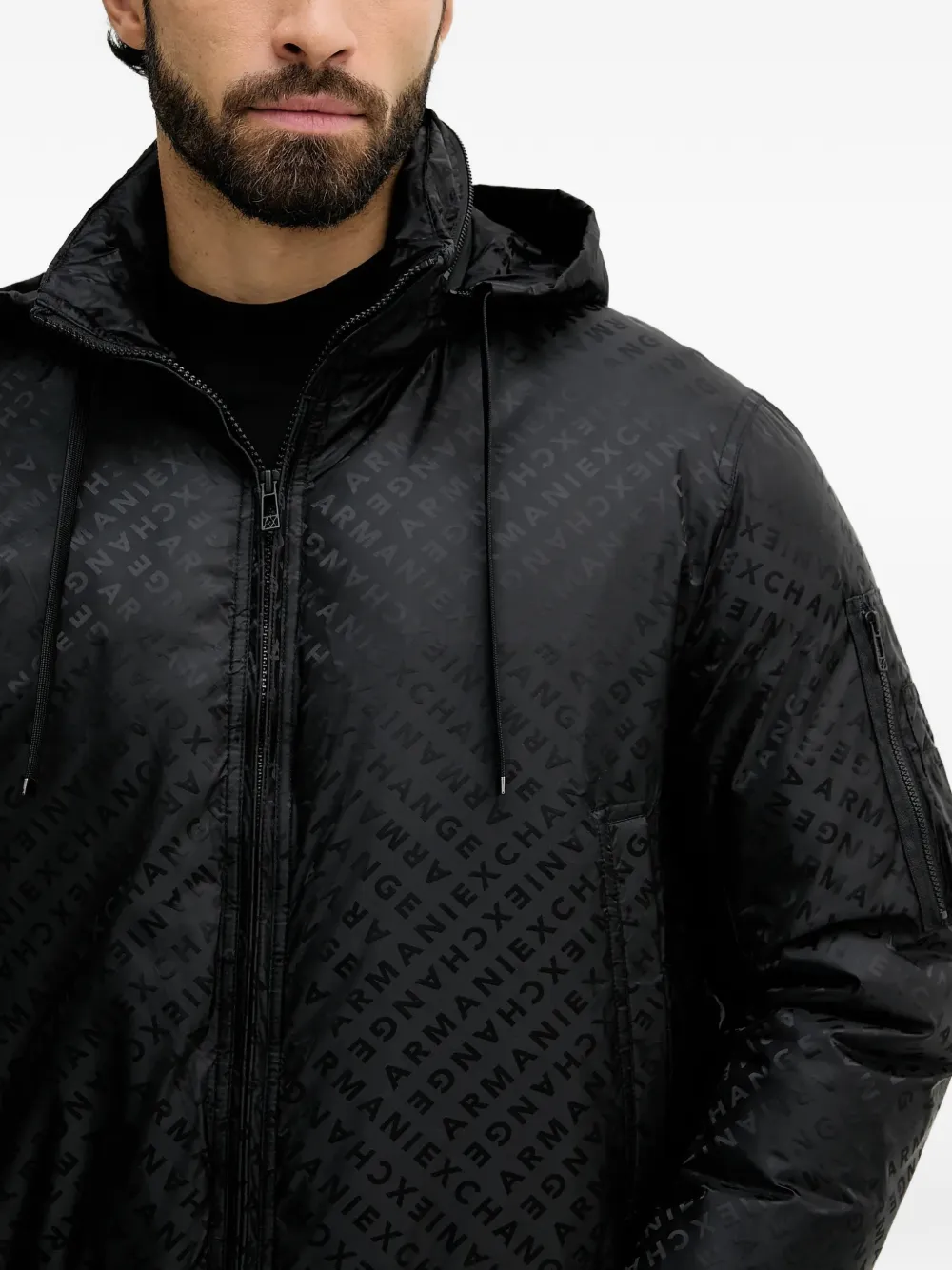 Armani Exchange Gewatteerd jack met logoprint Zwart
